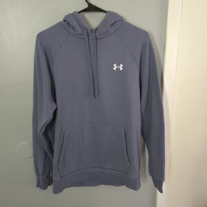 Under Armour Mens Fleece Hoodie Pullover Sweatshirt Medium Loose Gray Blue‎